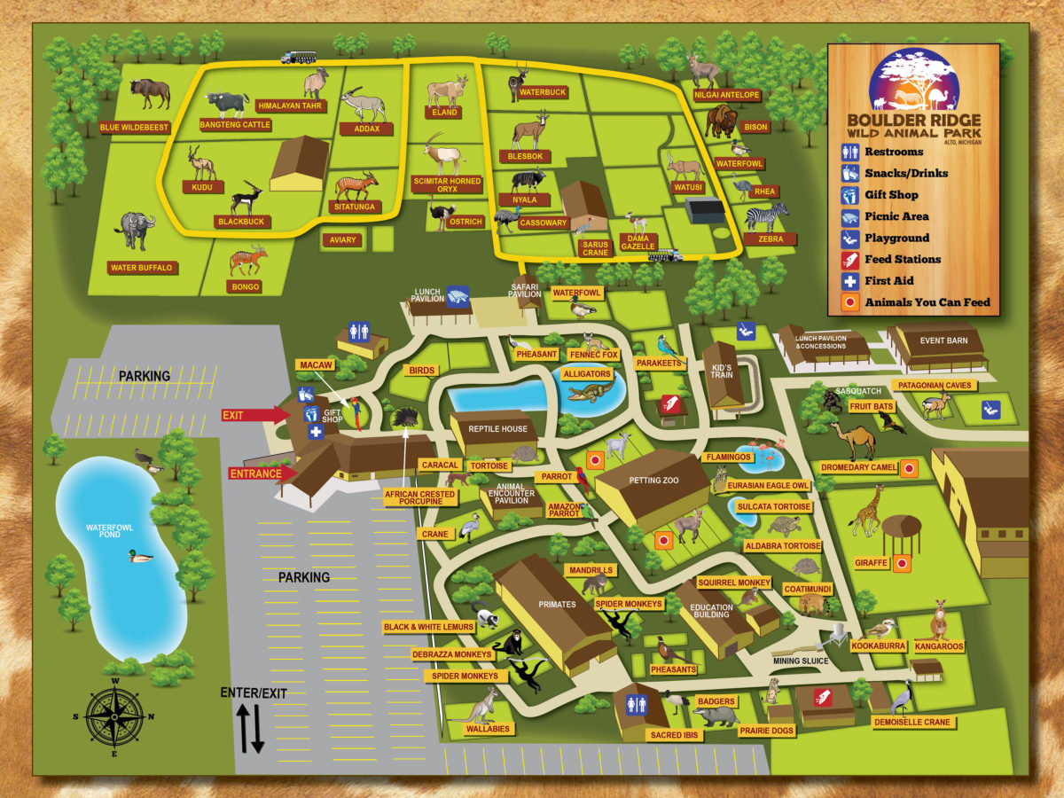 Park Map - Boulder Ridge Wild Animal Park  Zoo  Grand Rapids, Michigan